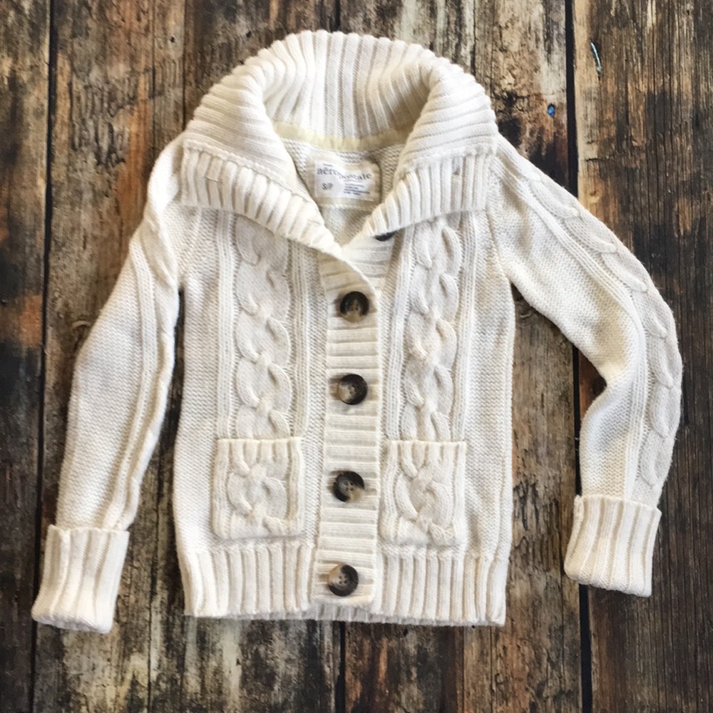 Aeropostale Cream Button Up Sweater